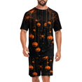 thumbnail image 1 of Dwelliawo Men's Short Sleeve Pajama Set Summer Pjs Set 2 Piece Loungewear Sleepwear with Pockets Orange L, 1 of 6
