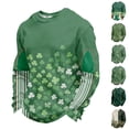 thumbnail image 1 of Dwelliawo Men's St Patrick's Day Shirt Printed Long Sleeve Waffle Knit Shirts Cute St Patricks Day Shamrock Slainte Clover Graphic Tees Round Neck Tops Light Green L, 1 of 6