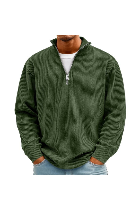 Sweatshirts for Men Casual Raglan Lapel Turtleneck Sweatshirt Fall Winter Oversized Stand Collar Pullover Tops Green 2XL