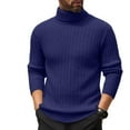 thumbnail image 1 of Dwelliawo Men's Sweaters Long Sleeve Turtleneck Knitted Sweaters Casual Slim Fit Pullover Sweater Ribbed Solid Color Winter Fall Tops Navy L, 1 of 3