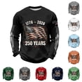 thumbnail image 1 of Dwelliawo Men's Sweatshirt Usa Flag Patriotic Graphic 250th Anniversary 1776-2026 2026 Usa Flag American Sweatshirt Fashion Lightweight Tops Sweatshirts Dark Green 4XL, 1 of 5