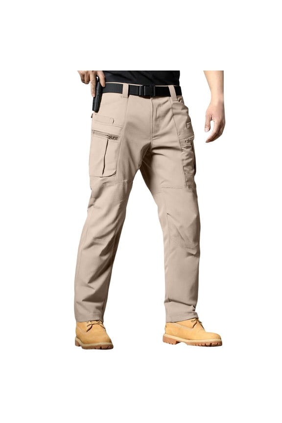 Men's Tactical Pant Waterproof Construction Cargo Pants with Pockets Flex Hiking Cooling Outdoor Work Pantalones Khaki XL