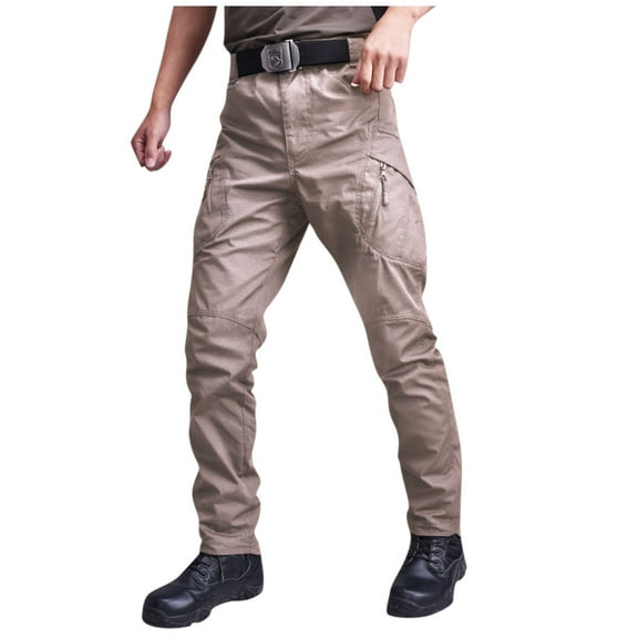 Dwelliawo Men's Tactical Pants Cooling Outdoor Work Pantalones Ripstop Military Hiking Pant Waterproof Lightweight Cargo Pants with Pockets Khaki XL