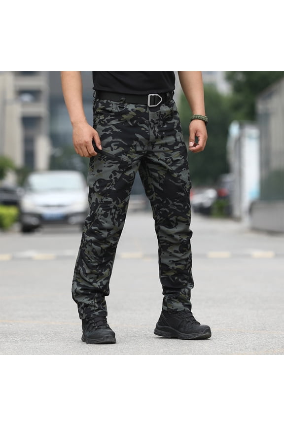 Men's Tactical Pants Cooling Outdoor Work Pantalones Waterproof Lightweight Cargo Pant with Pockets Ripstop Military Hiking Pants Dark Green L