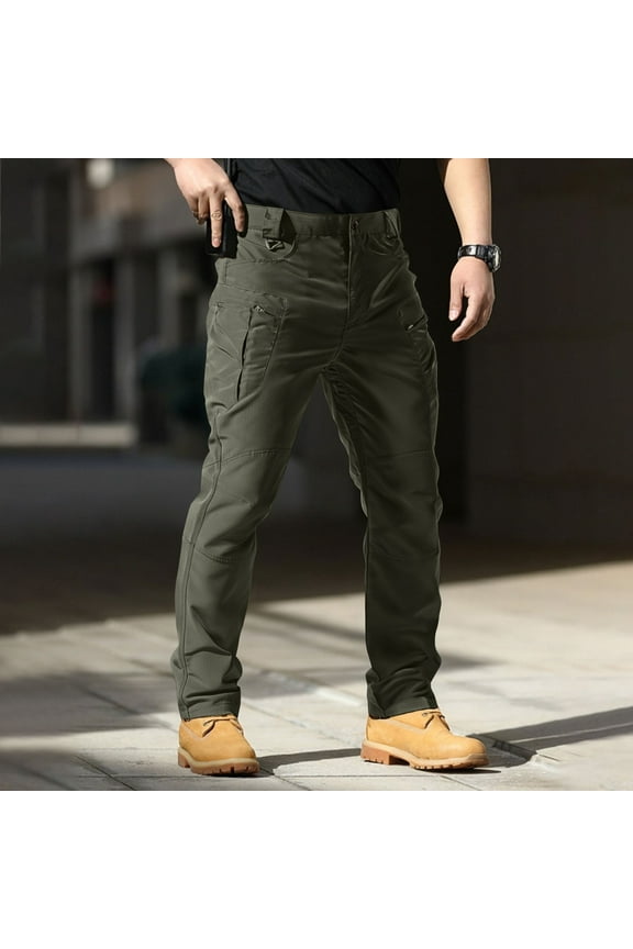 Men’s Tactical Pants, Ripstop Water Resistant Cargo Work Pants for Men, Stretch Hiking Pants Lightweight Army Green L