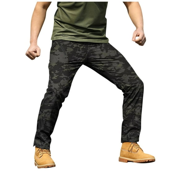 Dwelliawo Men's Tactical Pants Ripstop Winter Hiking Pant Big and Tall Outdoor Work Pantalones Waterproof Lightweight Cargo Pants with Pockets Leopard Print L