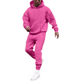 thumbnail image 1 of Dwelliawo Men's Tracksuit 2 Piece Hoodie and Sweatpants Solid Color Relaxed Fit Hoodie Joggers Running Pants Set Casual Fall Suits with Pockets Hot Pink L, 1 of 5