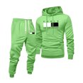 thumbnail image 1 of Dwelliawo Men's Tracksuit 2 Piece Hoodie and Sweatpants Solid Color Sweat Pullover Hoodies Joggers Sport Pants Set Casual Fall Suits with Pockets Green M, 1 of 5