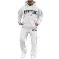 thumbnail image 1 of Dwelliawo Men's Tracksuit 2 Piece Hoodie and Sweatpants Solid Color Zipper Fleece Hoodie Joggers Running Pant Set Sweat Winter Suits with Pockets White L, 1 of 3