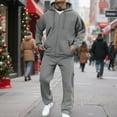 thumbnail image 1 of Dwelliawo Men's Tracksuit 2 Piece Hoodie and Sweatpants Solid Color Zipper Fleece Hoodie Jogging Running Pants Set Sweat Fall Winter Suits with Pockets Gray 3XL, 1 of 5