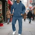 thumbnail image 1 of Dwelliawo Men's Tracksuit 2 Piece Hoodie and Sweatpants Solid Color Zipper Relaxed Fit Pullover Hoodies Joggers Athletic Pant Set Fleece Winter Suit with Pockets Blue XL, 1 of 5