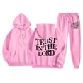 thumbnail image 1 of Dwelliawo Men's Tracksuits 2 Piece Set Christian Graphic Casual Pullover Hoodies Jogging Running Pants Set Fleece Winter Suits with Pockets Pink M, 1 of 3