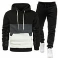thumbnail image 1 of Dwelliawo Men's Tracksuits 2 Piece Set Color Block Casual Hoodie Jogging Athletic Pant Set Relaxed Fit Fall Suit with Pockets Clearance Black 3XL, 1 of 3