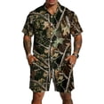 thumbnail image 1 of Dwelliawo Men's Tree Camo Print Button Up Shirt and Shorts Set Casual 2 Piece Summer Outfit, Breathable Loose Fit Outfits for Daily Wear and Outdoor Sports Camel L, 1 of 5