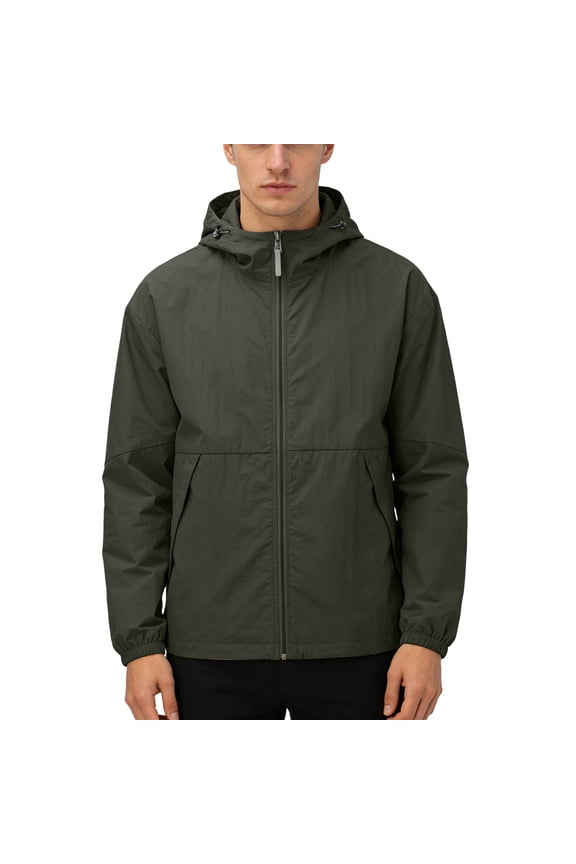 Men's Upf 50+ Full Zip Up Sun Protection Hoodie Long Sleeve Hiking Running Hoodie Protective Elastic Cuffs Adjustable Zipper Breathable Coats Dark Green 3XL