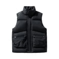 thumbnail image 1 of Dwelliawo Men's Vest Padded Jacket Loose Warm Puffer Vests Winter Lightweight Quilted Coats Outdoor Travel Stand-Up Collar Coat Black 2XL, 1 of 8