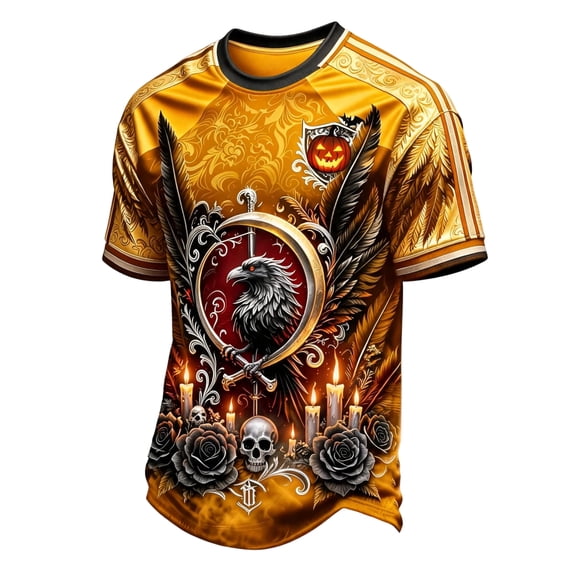Dwelliawo Men's Vintage Halloween Costumes Short Sleeve Fashion T Shirt Crew Neck Ghost Graphic Cool Daily Pullover Earthy Yellow 2xL