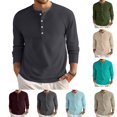 thumbnail image 1 of Dwelliawo Men's Waffle Henley Shirts Waffle Henley Casual Stylish Shirts Button Long Sleeve Winter T-Shirts Classic Basic Tee Shirts Navy 2XL, 1 of 9