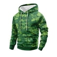 thumbnail image 1 of Dwelliawo Men's Washed Hoodie Tie-Dye Camouflage Retro Hooded Sweatshirt Vintage Running Sportswear with Pocket Vintage Wash Outdoor Top Dark Green L, 1 of 3