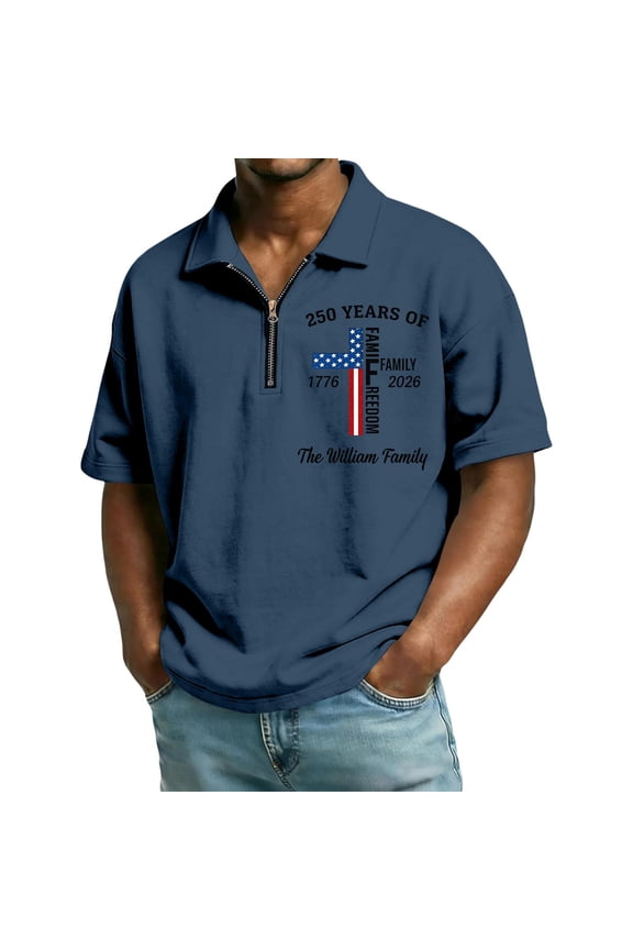 Mens American Flag Patriotic Polo Shirts Blue L