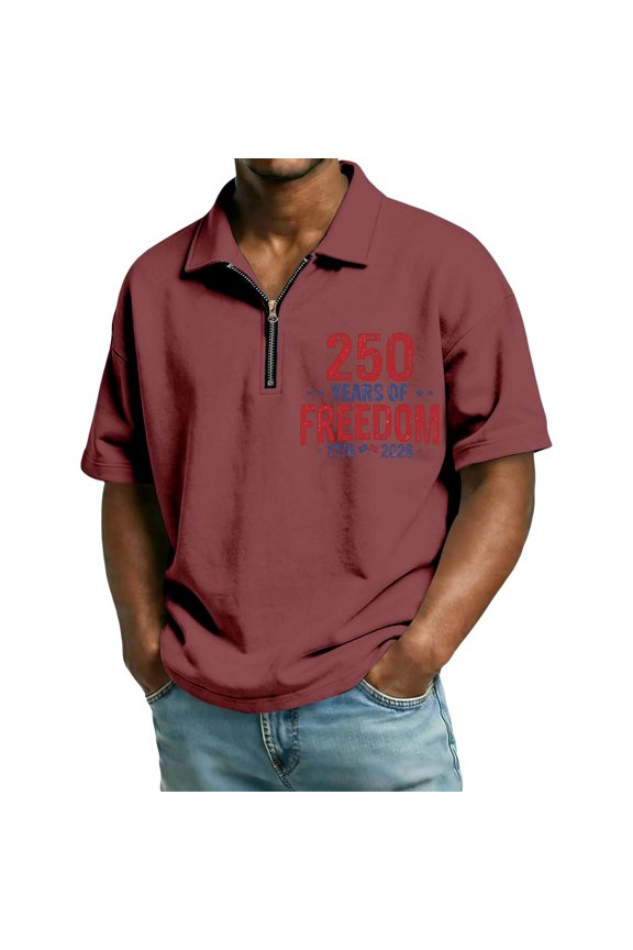 Mens American Flag Patriotic Polo Shirts Pink M
