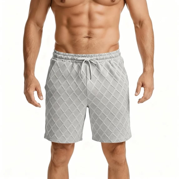 Dwelliawo Mens Athletic Sweat Shorts Baggy Beach Midweight Elastic Waist Shorts Workout Gym Shorts with Pockets Light Gray 2XL