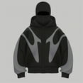 thumbnail image 1 of Dwelliawo Mens Balaclava Hoodie with Mask Warm Face Y2k Double Layered Hoodies with Eye Mask Fashion Zip Up Hip Hop Jackets Gray L, 1 of 5