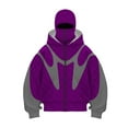 thumbnail image 1 of Dwelliawo Mens Balaclava Hoodie with Mask Zip Up Hip Hop Double Layered Hoodie with Eye Mask Built In Y2k Warm Face Fashion Sweatshirts Purple XL, 1 of 4
