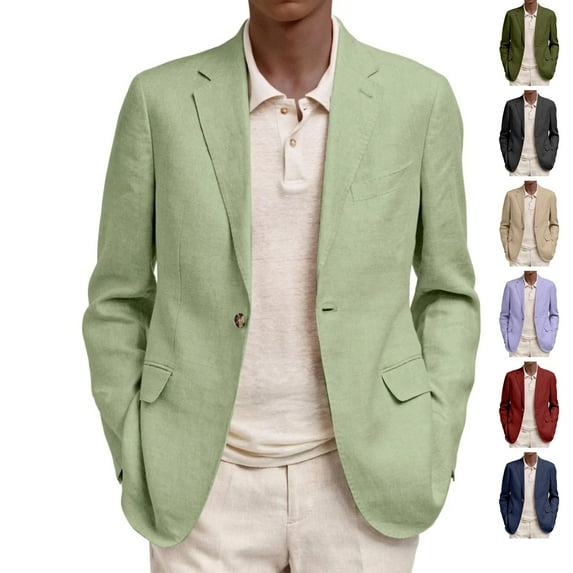 Dwelliawo Mens Blazer Button Lightweight Casual Sports Coat Dress Suit Jacket Long Sleeve Slim Fit Winter Fall Jackets Clearance Light Green M