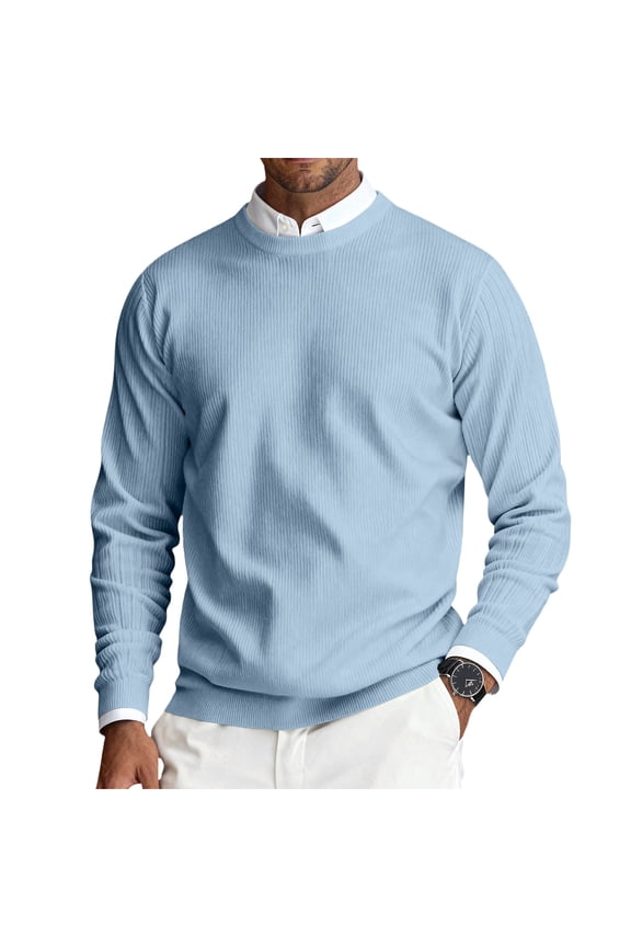 Mens Cable Knit Sweater Casual Knitted Dress Lightweight Sweater Crewneck Long Sleeve Sweaters Thick Pullover Sweater Pullover Sweaters Clearance Light Blue 4XL