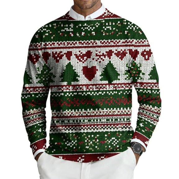 Dwelliawo Mens Cable Knit Sweater Casual Ribbed Long Sleeve Sweater Knitted Snowflake Xmas Graphic Sweaters Thick Christmas Pullover Sweater Clearance Green XL