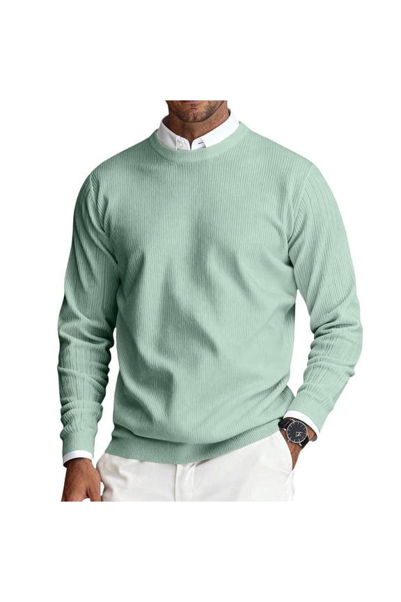 Mens Cable Knit Sweater Long Sleeve Ribbed Sweater Lightweight Knit Thick Dress Sweaters Slim Fit Pullover Sweater Pullover Sweaters Clearance Light Green XL