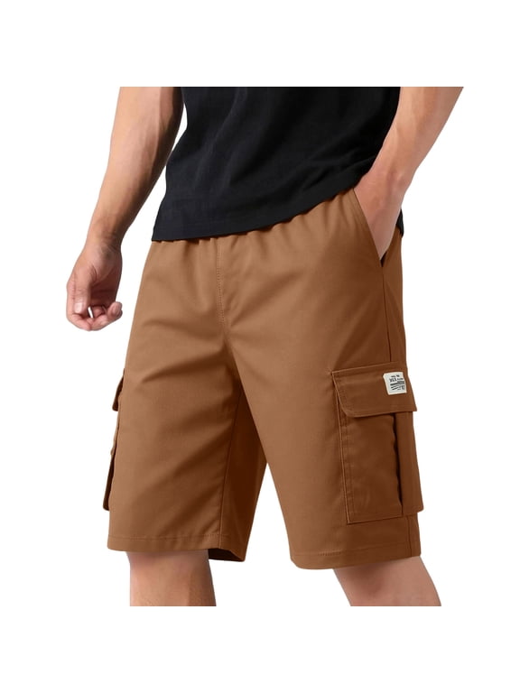 Mens Cargo Work Shorts Durable Ripstop Tactical Shorts with 6 Pockets Outdoor Water Resistant Hiking Woking Construction Shorts Coffee L