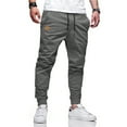 thumbnail image 1 of Dwelliawo Mens Casual Cargo Joggers Drawstring Twill Track Chino Casual Pants Hiking Work Elastic Waist Jogging Sweatpant Pant with Pockets Dark Gray S, 1 of 3