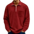 thumbnail image 1 of Dwelliawo Mens Corduroy Sweatshirt Trendy Stand Collar Quarter Zip Pullover Tops Spring Autumn Long Sleeve Sweatshirt Waffle Corduroy Sweatshirts Wine 4XL, 1 of 6