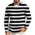 thumbnail image 1 of Dwelliawo Mens Crew Neck Pullover Tops Long Sleeve Stripes T Shirts Spring Fall Casual Loose Versatile Basic Tees Black XL, 1 of 3