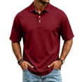 thumbnail image 1 of Dwelliawo Mens Dri-Mesh Polo Shirt Solid Color Fit Breathable Golf Shirt Workwear T Shirt Red L, 1 of 5
