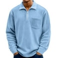 thumbnail image 1 of Dwelliawo Mens Half Zip Pullover Textured Corduroy Long Sleeve Pullover Tops Work Collared Sweatshirts Spring Autumn Quarter Zip Sweatshirt Sky Blue M, 1 of 6