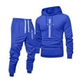 thumbnail image 1 of Dwelliawo Mens Hoodie Sweatsuit 2 Piece Solid Color Casual Pullover Hoodies Joggers Athletic Pants Set Relaxed Fit Winter Suit with Pockets Blue XL, 1 of 4