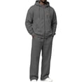 thumbnail image 1 of Dwelliawo Mens Hoodie Sweatsuit 2 Piece Solid Color Full Zip Fleece Pullover Hoodies Jogging Sport Pants Set Sweat Winter Suit with Pockets Dark Gray S, 1 of 7