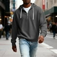 thumbnail image 1 of Dwelliawo Mens Hoodies Long Sleeve Waffle Knit Solid Color Drawstring Fashion Sweatshirts Quarter Zip Casual Fall Hoodie Pullover with Pockets Black L, 1 of 5