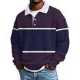 thumbnail image 1 of Dwelliawo Mens Long Sleeve Polo Shirts Workout Colorful Henley Shirts Collared Heavyweight Comfort Tshirts Big and Tall Button Up Waffle Shirt Purple M, 1 of 5