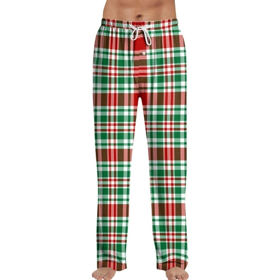 Dwelliawo Mens Pj Pants Comfy Cute Pj Pants Matching Pj Bottoms Plaid Christmas Pajama Pants Plus Size Fleece Drawstring Sleepwear Mint Green M