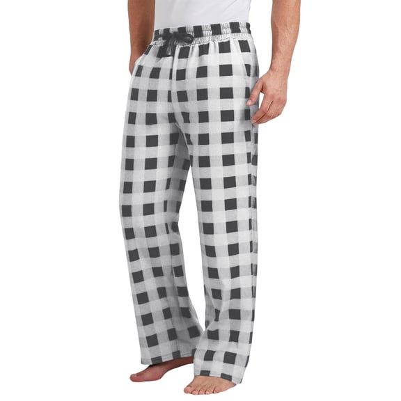 Dwelliawo Mens Pj Pants Flannel Plaid Pajama Pants Casual Drawstring Lounge Pants Christmas Plus Size Pajama Bottom Comfy Fluffy Sweatpants White S