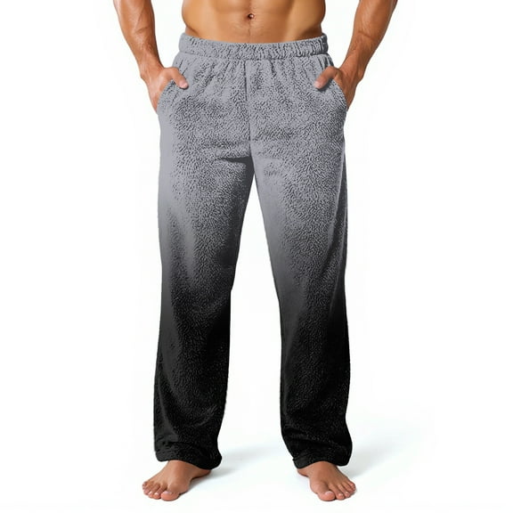 Dwelliawo Mens Plush Warm Pajama Pants Loose Fit Lounge Sleepwear Fleece Gradient Elastic Waist Pjs Pants Fuzzy Sleep Casual Fall Winter Pj Bottoms with Pockets Dark Gray XL