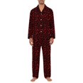 thumbnail image 1 of Dwelliawo Mens Silk Satin Pajamas Set Short Sleeve Sleepwear Button-Down Pjs Sets Two-Pieces Loungewear with Pockets Red 3xL, 1 of 3