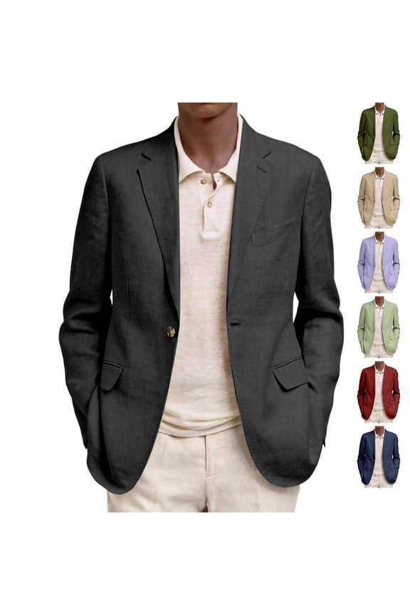 Mens Suit Jacket Slim Fit Blazer for Men Two Button Business Casual Sports Coats Dress Suit Jackets Winter Fall Slim Fit Long Sleeve Jacket Clearance Black 3XL