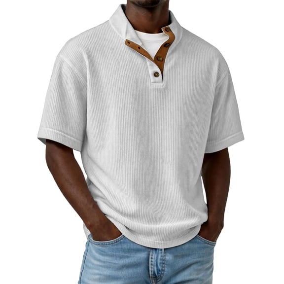 Dwelliawo Mens T-Shirts Henley Shirts Button Loose Shirts Trendy Short Sleeve Tees Summer Casual T-Shirt Basic Lightweight Tops Light Gray 3XL