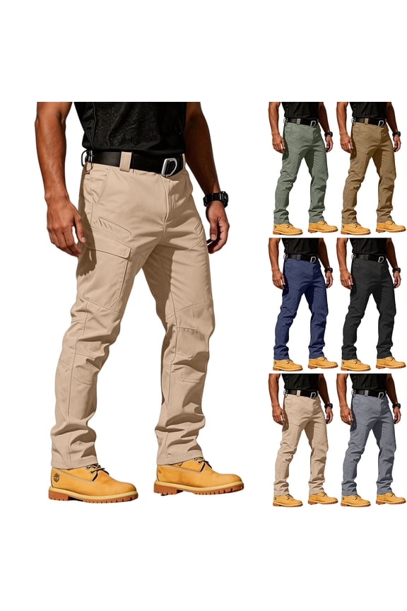 Mens Tactical Pants,Stretch Flex Ripstop Quick Dry Cargo Pants Lightweight Outdoor Water Resistant Hiking Trousers Black L