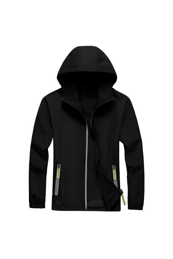 Mens Waterproof Rain Jacket Waterproof Running Windbreaker Lightweight Jacket Casual Cycling Hiking Jackets Hooded Winter Full Zip Raincoat with Pocket Clearance Black 5XL